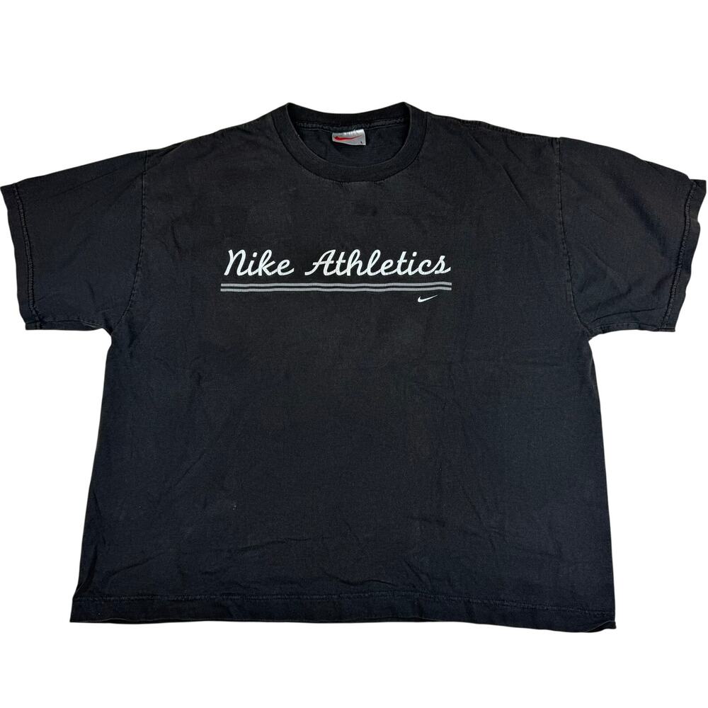 Vintage Nike Athletics Script T-Shirt Black Size L